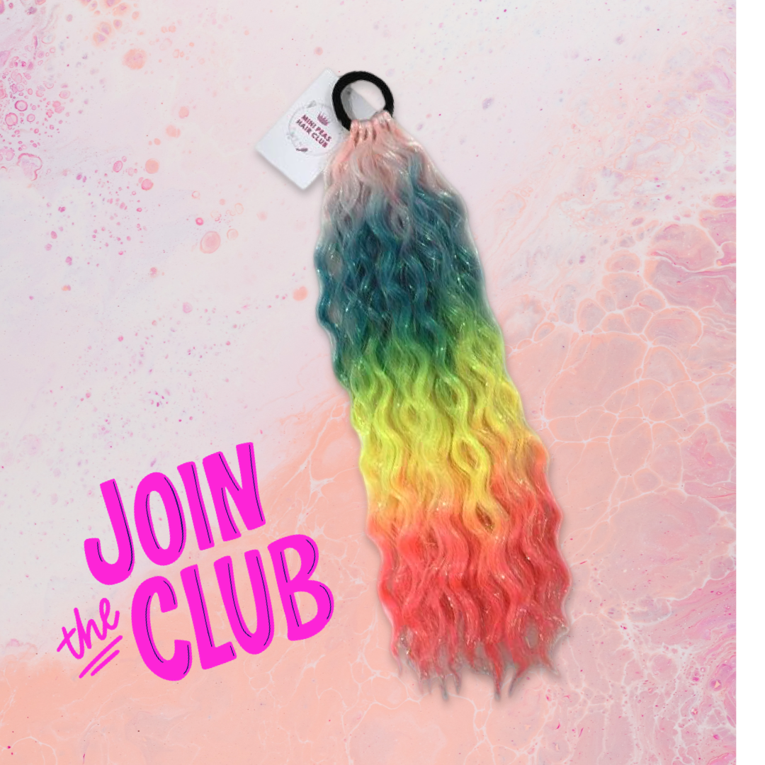 16 inch curly rainbow ponytail